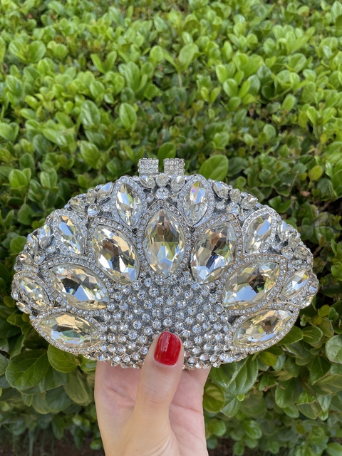 Clutch Charlotte luxo na cor prata