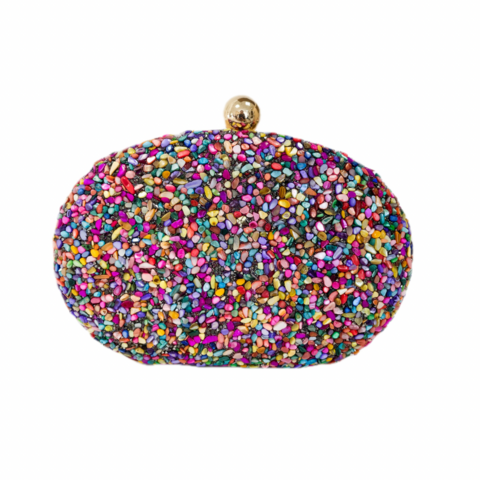 Bolsa Festa Clutch Pedrarias Colorida Pink - comprar online