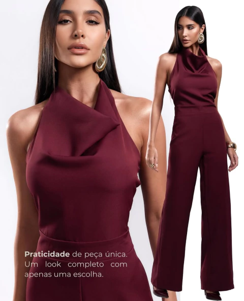 Macacão em Alfaiataria Bordô - comprar online