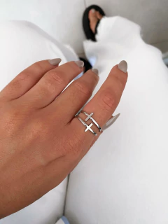 Anel em aço inox duplo duo traços - COD. A412 - comprar online