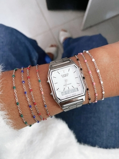 Pulseira em aço inox esferas esmaltadas espaçadas - 7 cores - unid. COD. HA166P - comprar online