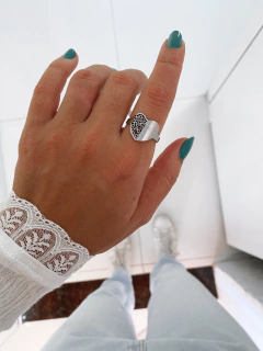 Anel em aço inox coração mesclado - COD. A157b - comprar online