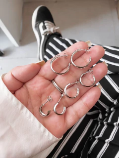 Argolas em aço inox abauladas lisas - 3 tamanhos - PAR - COD. A434 - Hellô Acessórios