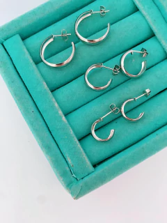 Argolas em aço inox abauladas lisas - 3 tamanhos - PAR - COD. A434 - loja online