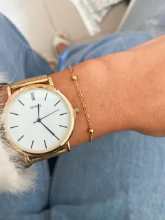 Pulseira em aço inox dourado esferas espaçadas - COD. HA164P - comprar online