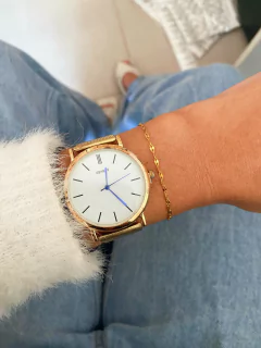 Pulseira em aço inox dourado elos achatados 2mm - COD. HA163P - comprar online