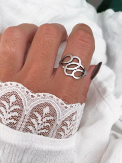 Anel em aço inox abstrato curvas transpassadas - COD. A403r na internet