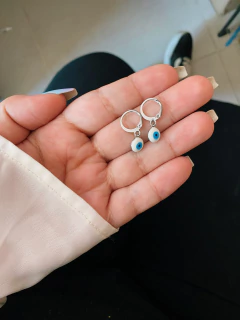 Imagem do Argolinhas em aço inox olho grego esmaltado - 3 cores - COD. A164-39