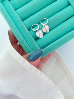 Argolinhas em aço inox coração Nossa Senhora - COD. A164-31 - loja online