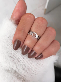 Anel em aço inox mini flores e corações vazados - COD. A427i - comprar online