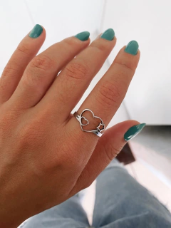 Anel em aço inox coração com estrela - COD. A131d - comprar online