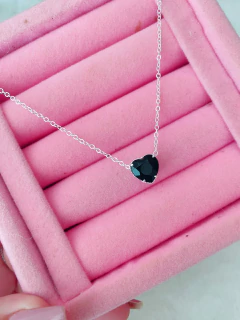 Colar folheado coração cristal - 2 cores - unidade - COD. F07 - loja online