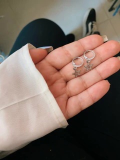 Argolinhas em aço inox estrela vazada com borda - COD. A164-41 - Hellô Acessórios