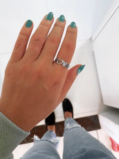 Anel em aço inox love coração escrita - COD. A157u