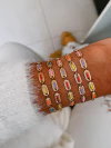 Pulseira em aço inox dourado plaquinhas esmaltadas colors - UNIDADE - COD. HA210P - comprar online