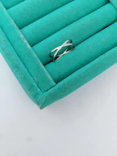 Anel em aço inox duplo cruzado minimalista - COD. A395 na internet