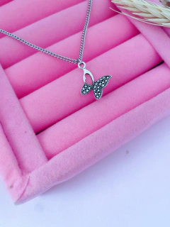 Colar em biju borboleta duo textura vazada - COD. H162C - comprar online