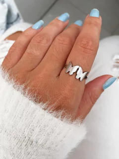 Anel em aço inox duo borboletas lisas - COD. A272w