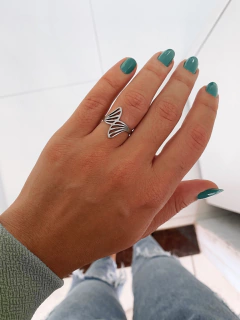 Anel em aço inox duo abstrato 2 - COD. A148a - comprar online