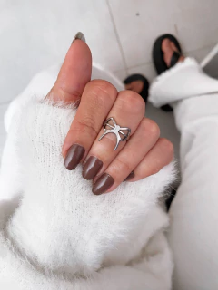 Anel em aço inox laço delicado com traço - COD. A426P - comprar online