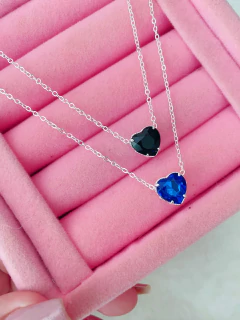 Colar folheado coração cristal - 2 cores - unidade - COD. F07 - comprar online