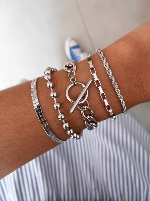 Pulseira em aço inox 5 modelos - unidade - COD. A407 - comprar online