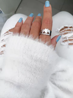 Anel em aço inox coroa corações lisos - COD. A304w