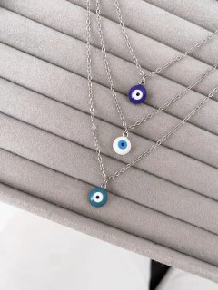 Colar em aço inox olho grego esmaltado 8mm- 3 cores - unidade - COD. HA04C - comprar online