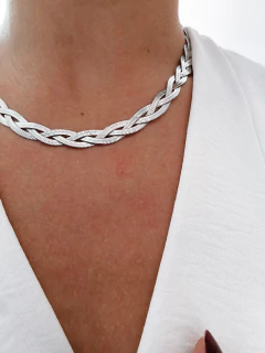 Colar em aço inox lâmina / fita trançado triplo - COD. A410 - comprar online