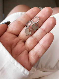 Argolinhas em aço inox gatinhos - COD. A164-35 - Hellô Acessórios