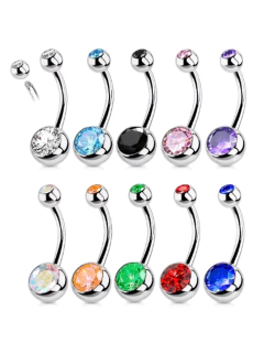 Piercing em aço inox curvo duo zircônias - cores - unidade - COD. A58E - comprar online