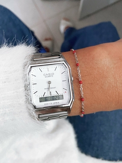 Pulseira em aço inox esferas esmaltadas espaçadas - 7 cores - unid. COD. HA166P