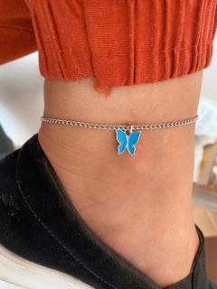 Tornozeleira em biju borboleta esmaltada - 3 cores - unidade- COD. H90T