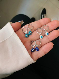 Argolinhas em aço inox olho grego esmaltado - 3 cores - COD. A164-39 - comprar online