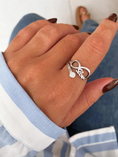 Anel em aço inox infinito love det. círculo - COD. A304L na internet