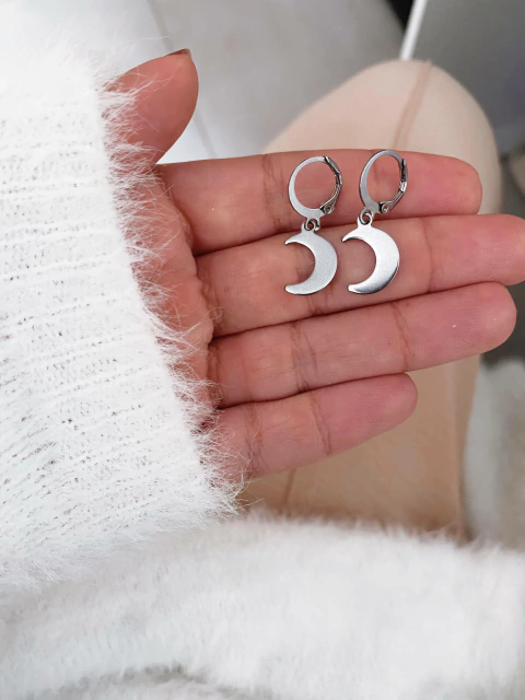 Argolinhas em aço inox lua lisa - COD. A164-30 - comprar online