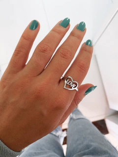 Anel em aço inox coração assimétrico love - COD. A166s - Hellô Acessórios