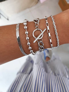 Imagem do Pulseira em aço inox 5 modelos - unidade - COD. A407