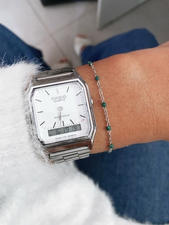 Pulseira em aço inox esferas esmaltadas espaçadas - 7 cores - unid. COD. HA166P - loja online