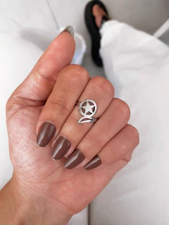 Anel em aço inox estrela lisa círculo detalhe - COD. A426C - comprar online