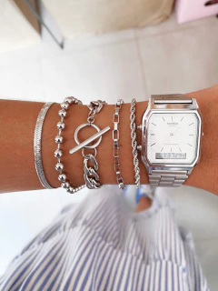 Pulseira em aço inox 5 modelos - unidade - COD. A407 - Hellô Acessórios