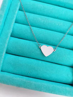 Colar em aço inox coração central LISO - COD. HA157C - Hellô Acessórios