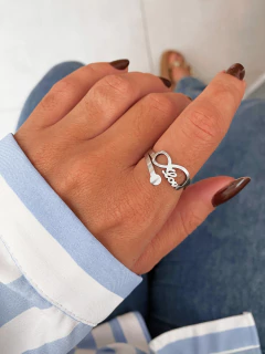 Anel em aço inox infinito love det. círculo - COD. A304L - Hellô Acessórios