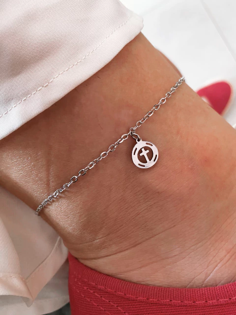 Tornozeleira em aço inox Cruz círculo - COD. HA67T - comprar online