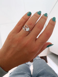 Anel em aço inox duo corações detalhe - COD. A157v - comprar online