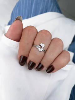 Anel em aço inox gatinho coração - COD. A403n - comprar online