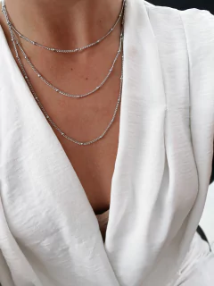 Colar em aço inox grumet 2mm esferas espaçadas - 3 tamanhos - unid. COD. HA113C