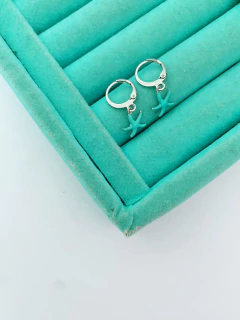 Argolinhas em aço inox estrela do mar esmaltada - COD. A164-40 - Hellô Acessórios