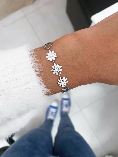 Pulseira em aço inox girassóis - COD. HA174P