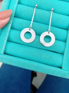 Brincos em aço inox traço círculo vazado 5,5cm - COD. HA51B na internet